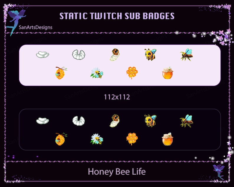 Honey Bee Life Twitch Sub Badges, Bee Twitch Sub Badges for Streamers ...