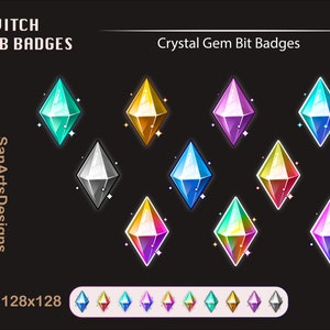 PIXEL Diamonds / Crystal Twitch Sub Badges and Discord Emotes 