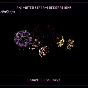 Colorful Fireworks Animated Stream Decorations, New Year Fireworks Twitch Overlay for Streamer, Vtuber, OBS, Streamlabs