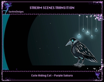 Minimalistische Raven Stream Scene Transition, Black Raven Twitch Stream Stinger voor Streamer, OBS, Streamlabs, StreamElements