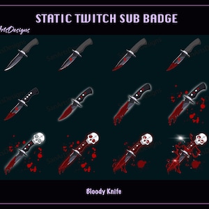 Insignia de suscripción de Twitch de Bloody Knife, insignia de suscripción de Twitch de Halloween Devil Knife, insignias de suscripción de Halloween aterradoras, insignia de suscripción de Kawaii para streamers