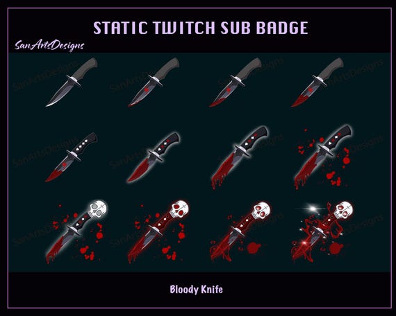 Bloody Knife Twitch Sub Badge, Halloween Devil Knife Twitch Sub Badge, Scary Halloween Sub Bit Badges, Kawaii Sub Bit Badge for Streamers