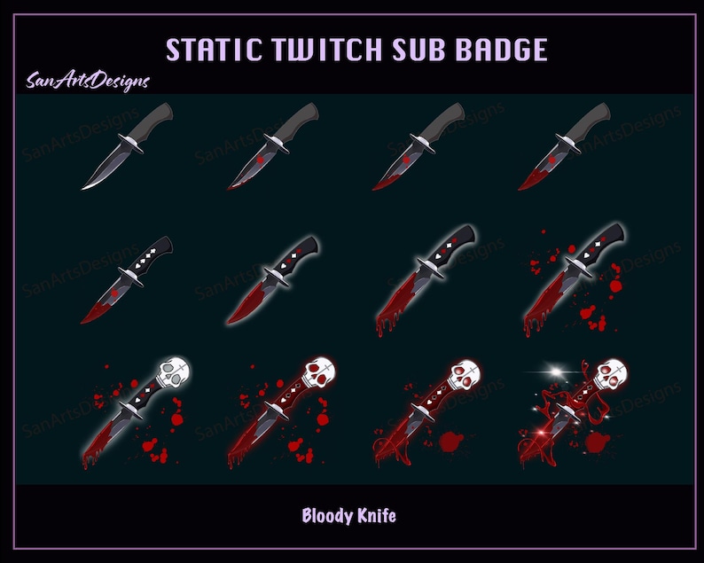 Bloody Knife Twitch Sub Badge, Halloween Devil Knife Twitch Sub Badge, Scary Halloween Sub Bit Badges, Kawaii Sub Bit Badge for Streamers