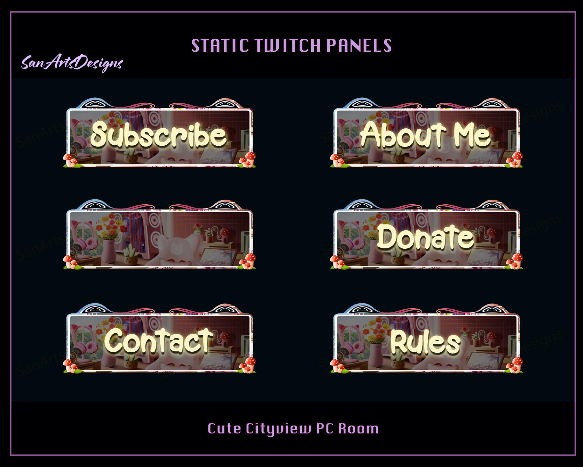 Cute PC Room Static Twitch Panels, Cute Pink PC Room Twitch Panels ...