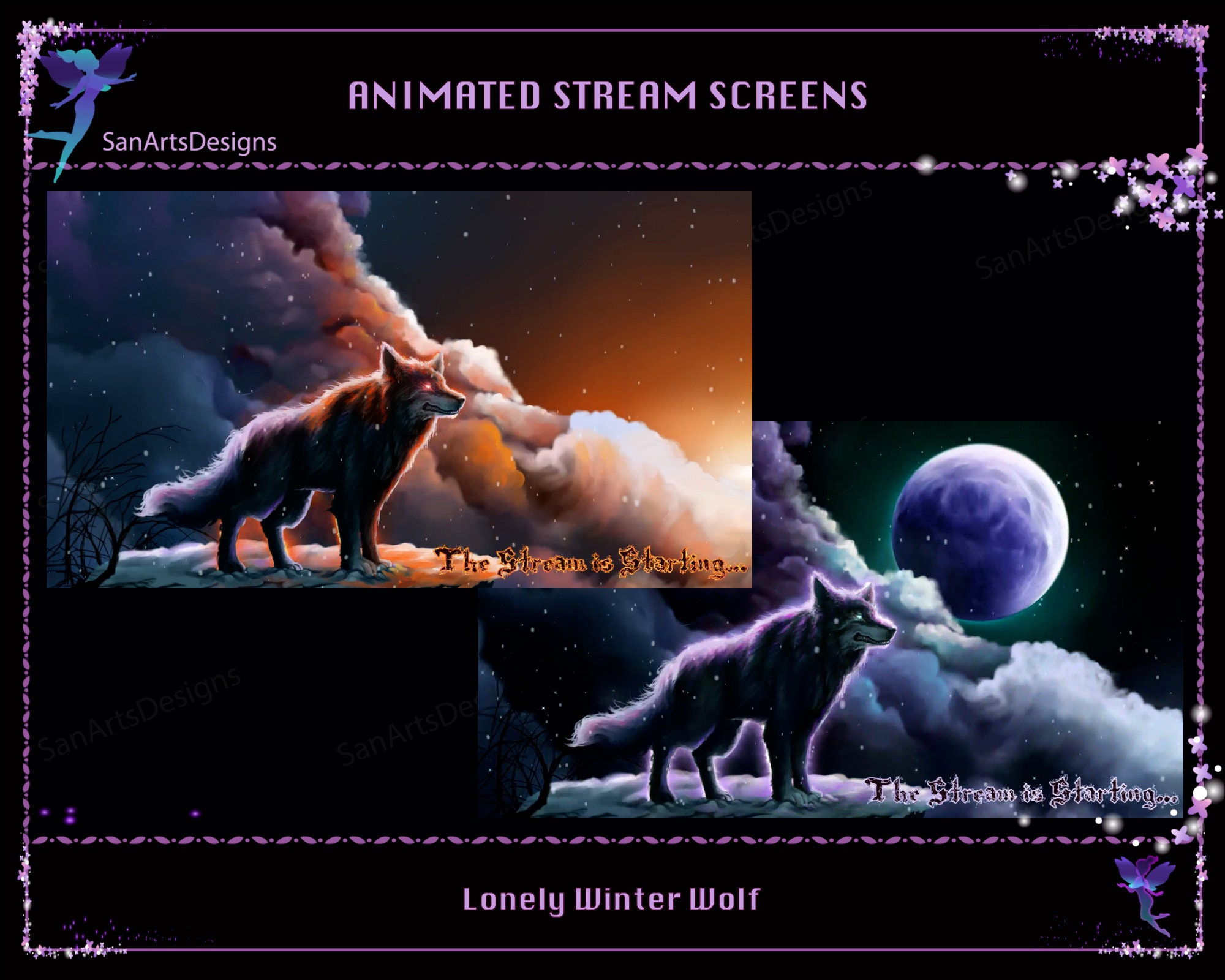 Animated Scenes Lonely Winter Wolf, Animated Twitch Overlays Lonely ...