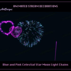 Valentine Heart Fireworks Stream Decorations, Valentine Heart Fireworks Twitch Overlay for Streamer, Vtuber, OBS, Streamlabs