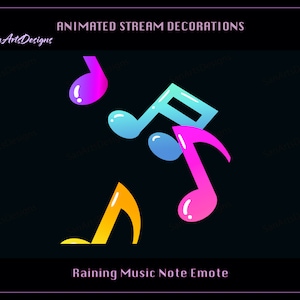 Pioggia di note musicali Decorazioni in streaming animato, Emote Twitch pioggia di note musicali per streamer, Vtuber, OBS, Streamlabs, Discord