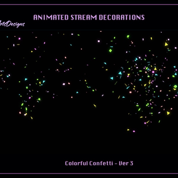 Colorful Confetti Animated Stream Overlays, Colorful Confetti Twitch Overlays for Streamer, Vtuber, OBS, Streamlabs - Ver 3