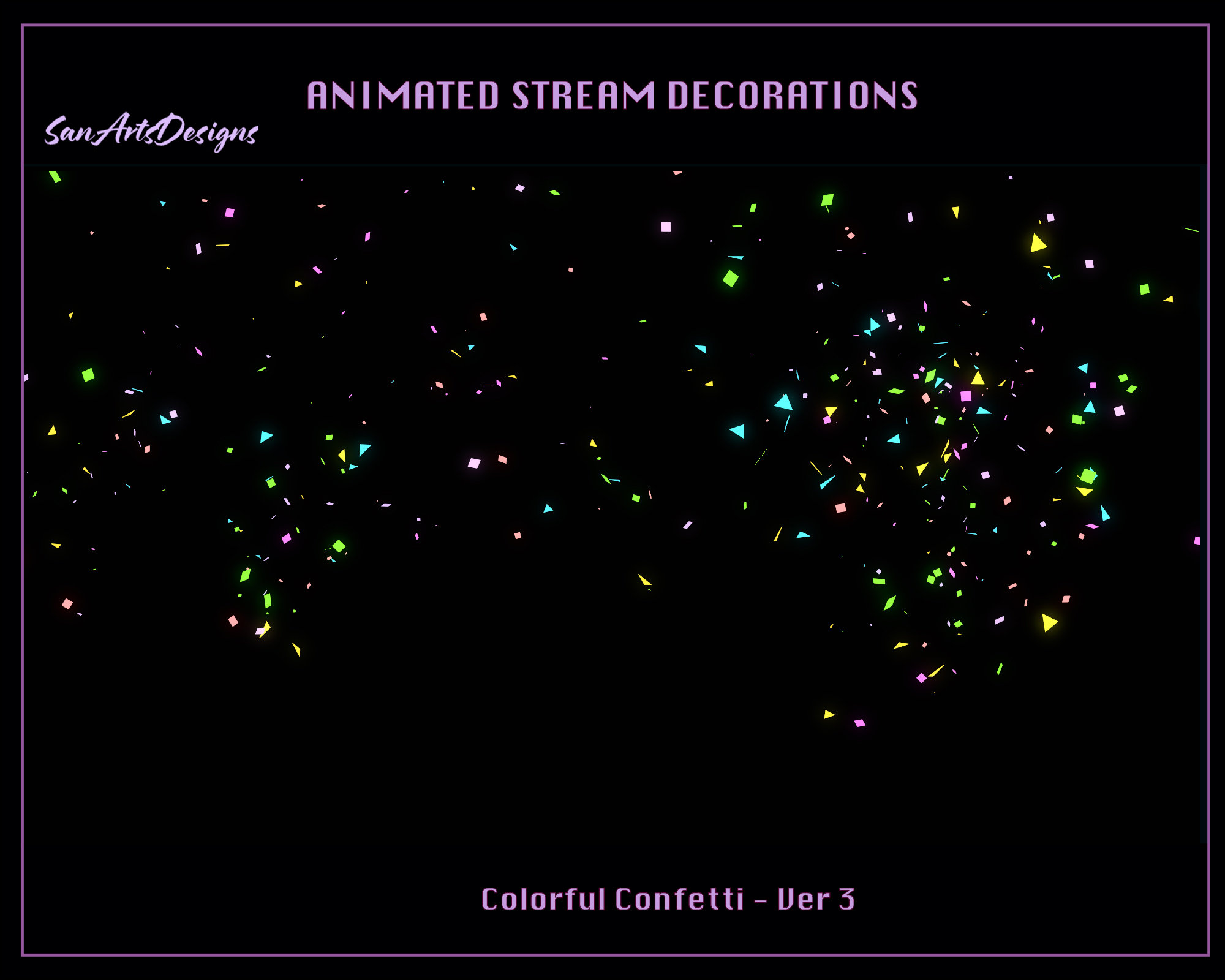 Colorful Confetti Animated Stream Overlays, Colorful Confetti Twitch Overlays for Streamer, Vtuber, OBS, Streamlabs - Ver 3