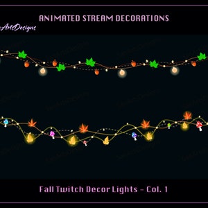 Maple Leaf Light Chains Animated Stream Decorations, Fall Twitch Decorations, Autumn Twitch Decorations for Streamers, OBS - Set 1