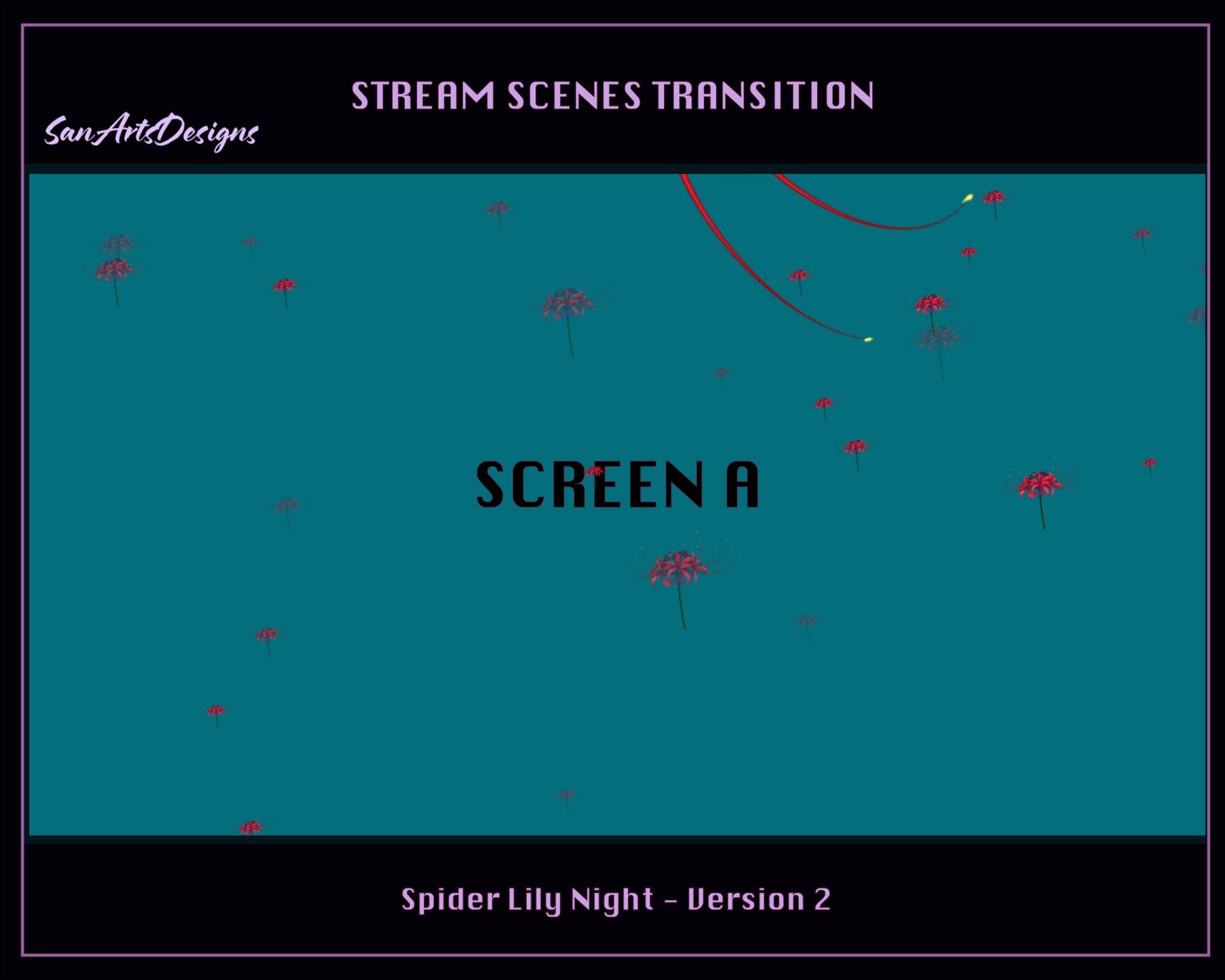 Falling Red Spider Lily Under Moon Twitch Stream Scenes Transition ...