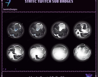 Silver Magic Crystal Ball Twitch Sub Badges, Silver Soul Orb Twitch Sub Badges, Kawaii Sub Bit Badges for Streamers, YouTubers, Discord, OBS