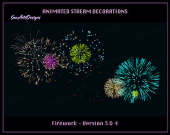 Fireworks Stream Decorations, New Year Fireworks Twitch Overlay for Streamer, Vtuber, OBS, Streamlabs - Ver 3