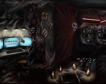 Animated Scenes Bloody Haunted PC Room | Animated Twitch Overlays Bloody PC Setup Room | Streamers, OBS, Vtubers, YouTubers