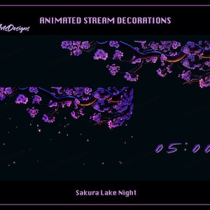 Sakura Branch and Timer Animated Stream Decorations, Falling Sakura Twitch Overlays, Falling Cherry Blossoms Twitch Overlays for Streamers