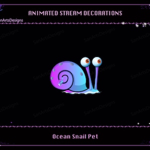 Niedliche Meeresschnecke Haustier animierte Stream Dekoration, Süßes Schnecken Haustier Twitch Dekoration für Streamer, Vtuber, OBS, Streamlabs, StreamElements