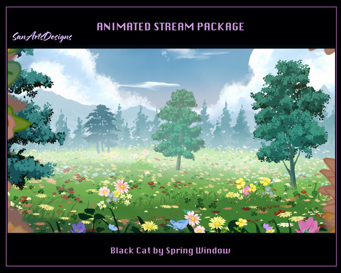Animated Stream Overlay Package Black Cat by the SPRING Window ...