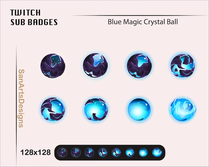 Blue Magic Crystal Ball Twitch Sub Badges / Kawaii Sub Bit Etsy