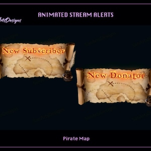 Pirate Map Animated Twitch Alerts, Pirate Map Animated Stream Alerts, Pirate Twitch Alerts for Streamers