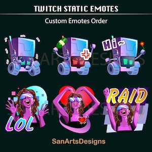 Emoticon Twitch statiche personalizzate per streaming, OBS, Discord, YouTube, chat, Streamlabs