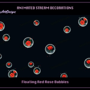Floating Red Rose Bubbles Animated Stream Decoration, Floating Red Rose Bubbles Twitch Decoration, Red Roses Stream Decor for Streamers