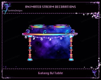Galaxy DJ Table Animated Stream Decorations, Animated VTuber Model Assets Galaxy DJ Table for Streamers