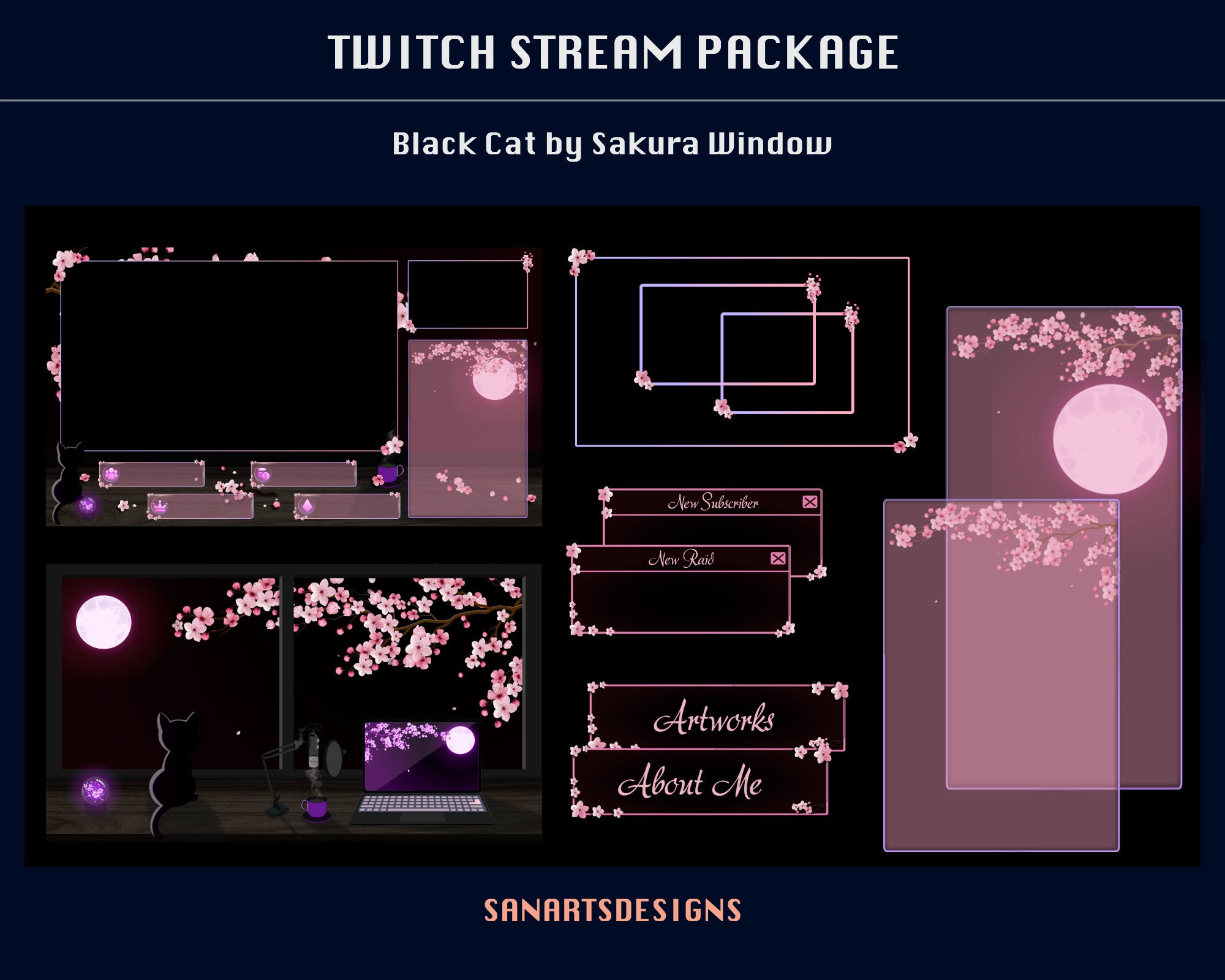 Chat Box Twitch Overlay Sakura Cherry Blossom (Download Now) 