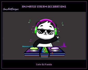 Animated Panda DJ Panda Stream Decoration, Animated Cute DJ Panda