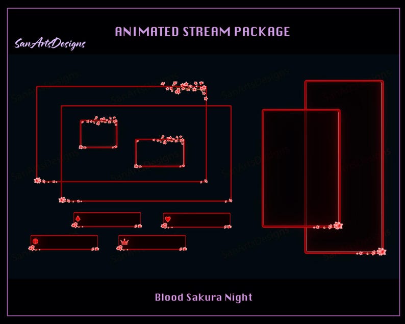 Animated Stream Package Blood Red Sakura Graveyard, Animated Twitch ...