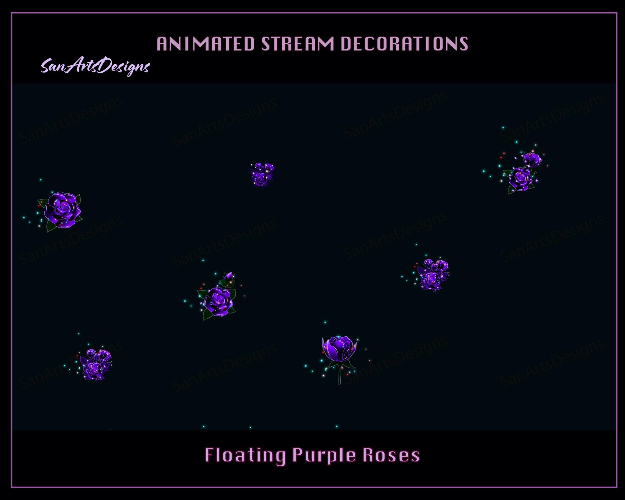 Purple Roses Banner Animation Floating Purple Roses Animated Stream Decoration, Floating Purple Roses ...
