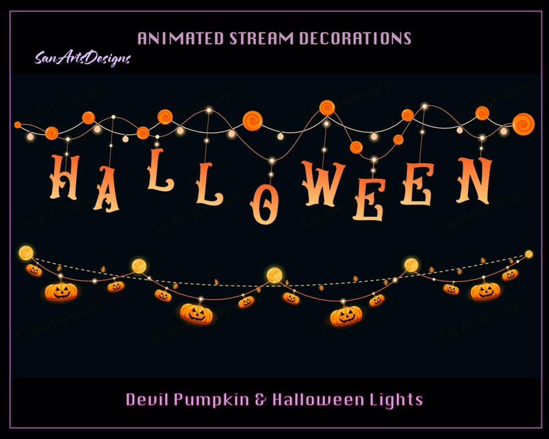 Halloween Light Chains Animated Stream Decorations, Halloween Devil ...