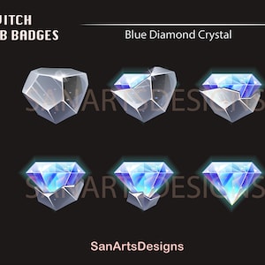 Blue Diamond Crystal Twitch Sub Badges / Blue Diamond Stone Twitch Sub Badges / Kawaii Sub Badges for Streamers, YouTubers, Discord, OBS