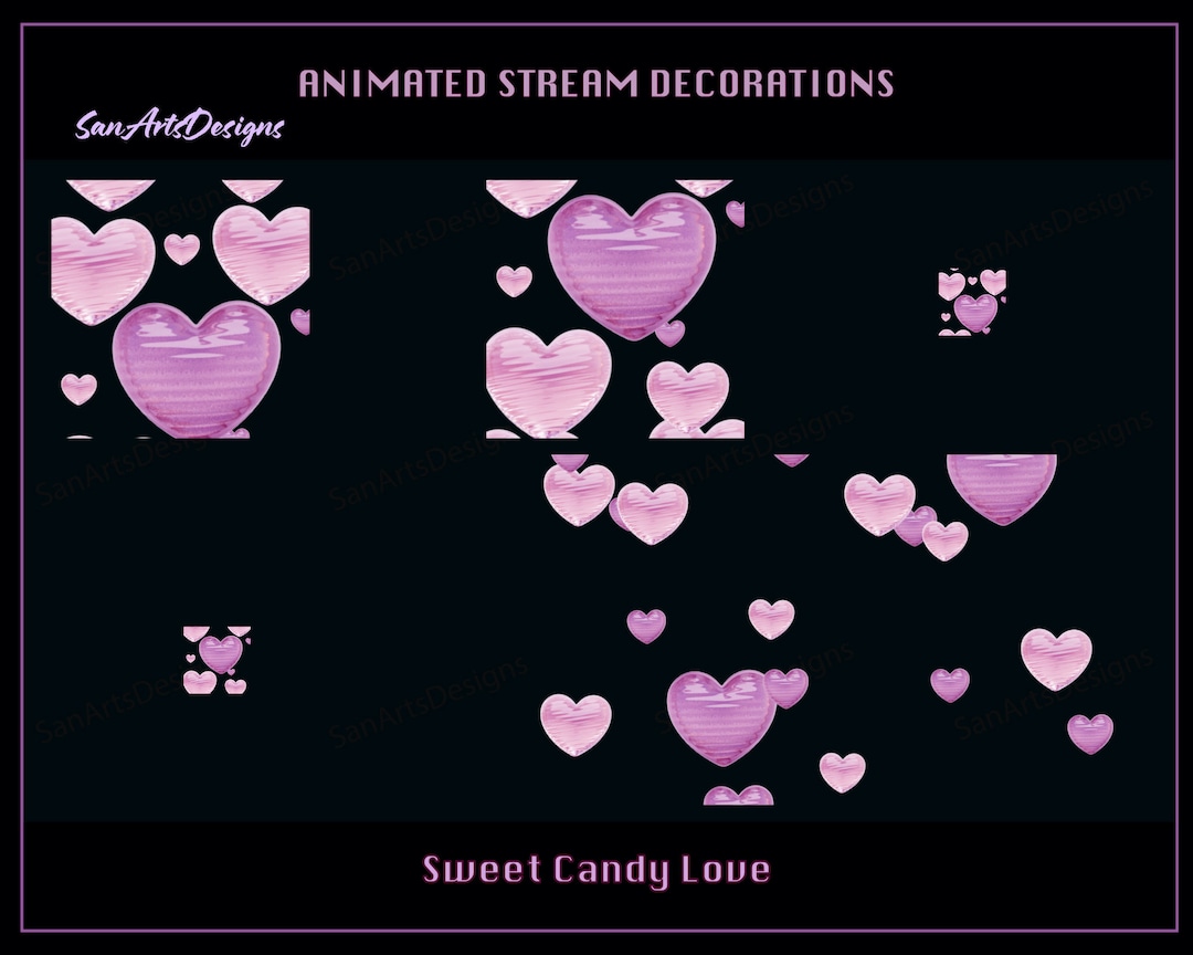 Floating Candy Hearts Animated Stream Decoration, Light Pink Heart Rain ...