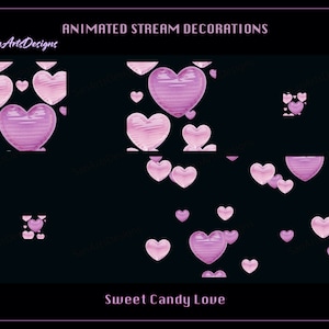 Floating Candy Hearts Animated Stream Decoration, Light Pink Heart Rain Twitch Emote, Falling Heart Twitch Decoration for Streamer, Chatting