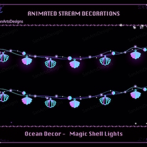 Magische Muschel Lichterketten animierte Twitch Stream Dekorationen, animierte Ozeanstrom Dekorationen für Streamer, Vtuber, OBS, Streamlabs