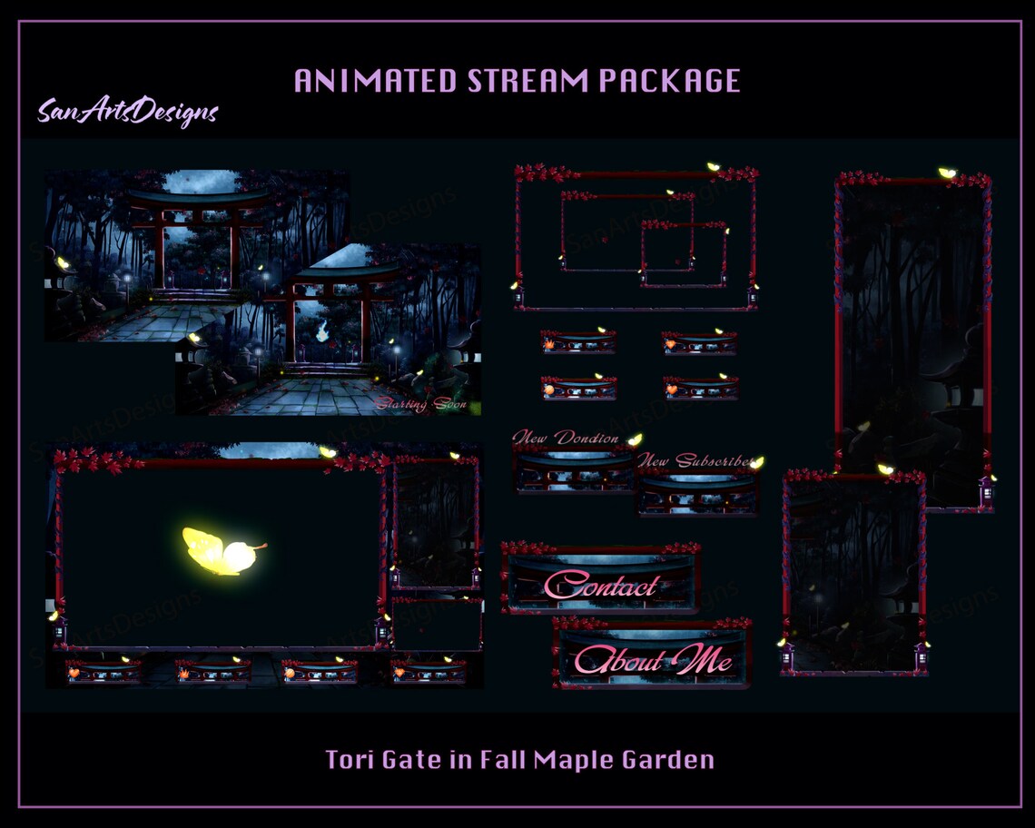 Tori Gate in Fall Animated Twitch Overlay Bundle, Autumn Tori Gate ...