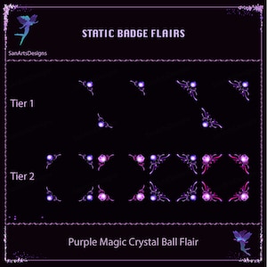 Purple Magic Crystal Ball Twitch Sub Badges Flairs, Magic Ball Twitch Sub Badges Flairs, Kawaii Sub Badges for Streamers