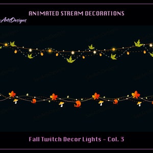 Herbst Vogel Lichterketten Animierte Stream Dekorationen, Herbst Pilz Twitch Dekorationen, Herbst Ahornblatt Twitch Dekorationen für Streamer