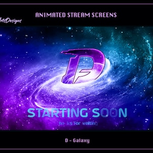 Animated D Galaxy Stream Screen Overlays, Galaxy D Letter Twitch Overlays, D Galaxy Stream Screen Overlays, Custom Name Logo Twitch Overlays
