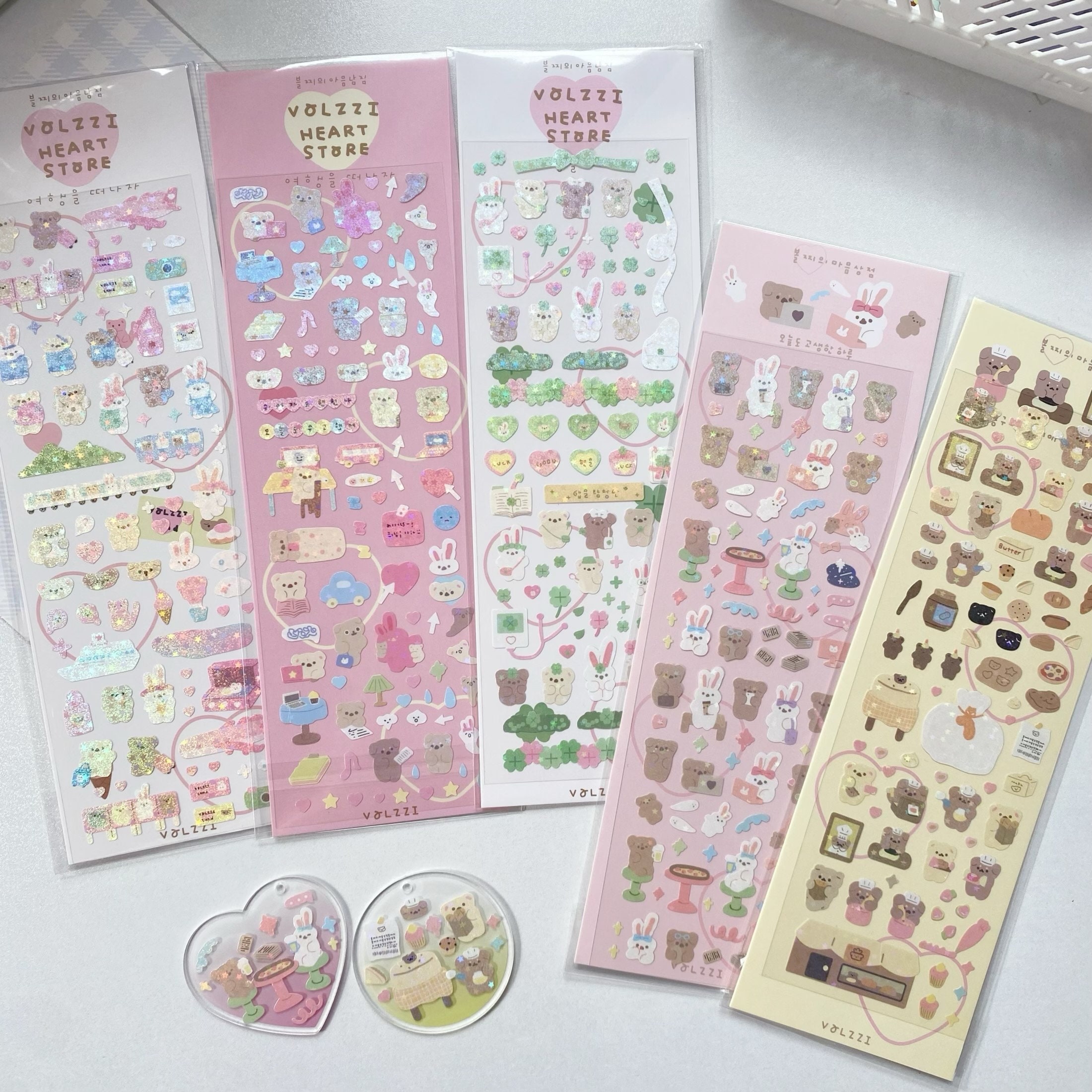 Kawaii 3D glittery stickers sheet grab bag set