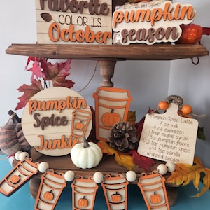 Pumpkin Spice, Tiered Tray, pumpkins, Fall, Autumn, Latte, Home Decor