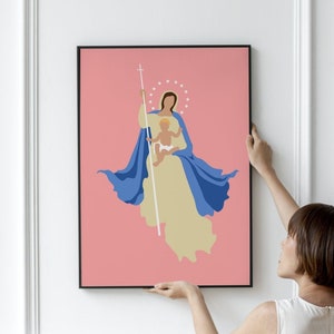 Mary Queen of Heaven Digital Download Art Print Mother Mary Wall Decor Hanging, Catholic Printable Art, Catholic art for kids, Virgin Mary