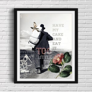 Great Depression Traveling Hobo - Collage Art, Vintage Photography, Scientific Illustration, Type - Instant Download Easy Print JPG File