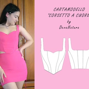 Cartamodello Corsetto con scollo a cuore + tutorial completo youtube Digital PDF Sewing Pattern | S - M - L - XL | instant download 4 size immagine 1