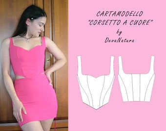 Cartamodello Corsetto con scollo a cuore + tutorial completo youtube Digital PDF Sewing Pattern | S - M - L - XL | instant download 4 size