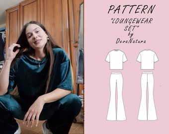 Loungewear-Set Digitales PDF-Schnittmuster | S - M - L - XL | Sofortiger Download 4 Größe