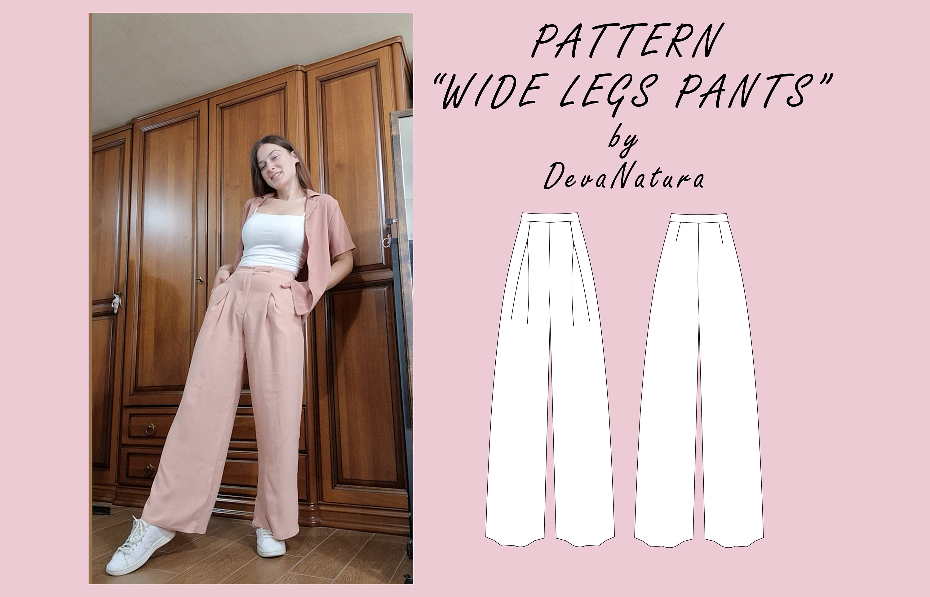 Wide Legs Pants - Palazo Pants Digital PDF Sewing Pattern Wide Legs Pants - Palazo Pants Digital PDF Sewing Pattern