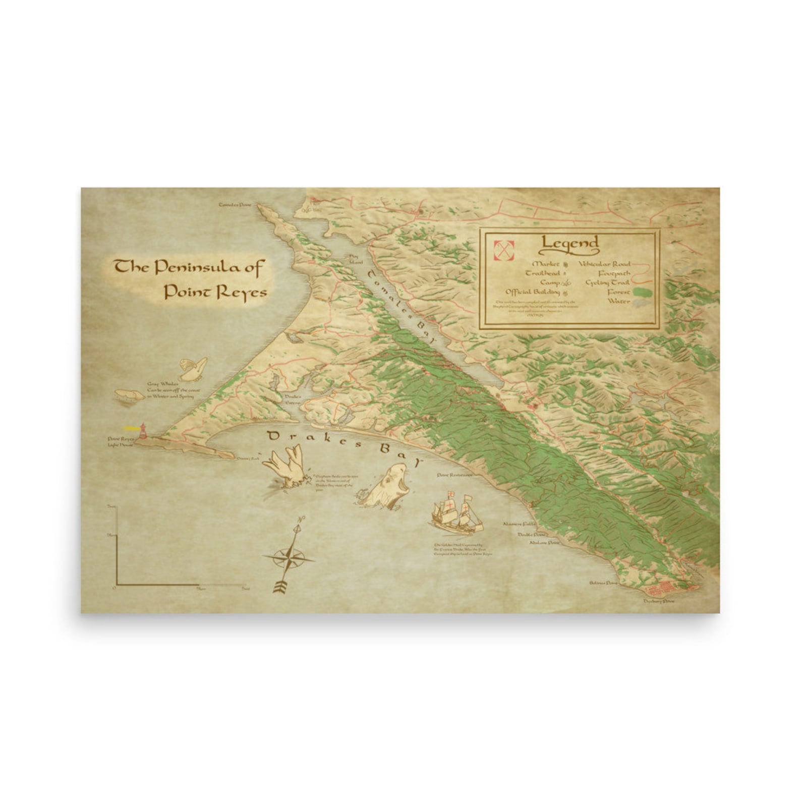 Point Reyes Map Printable Point Reyes Map - Etsy