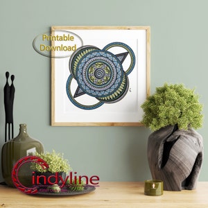 Arte de parede moderna geométrica abstrata, download digital para impressão, decoração multicolorida vibrante original, impressão grande
