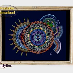 Arte de parede moderna geométrica abstrata, download digital para impressão, decoração multicolorida vibrante original, impressão grande